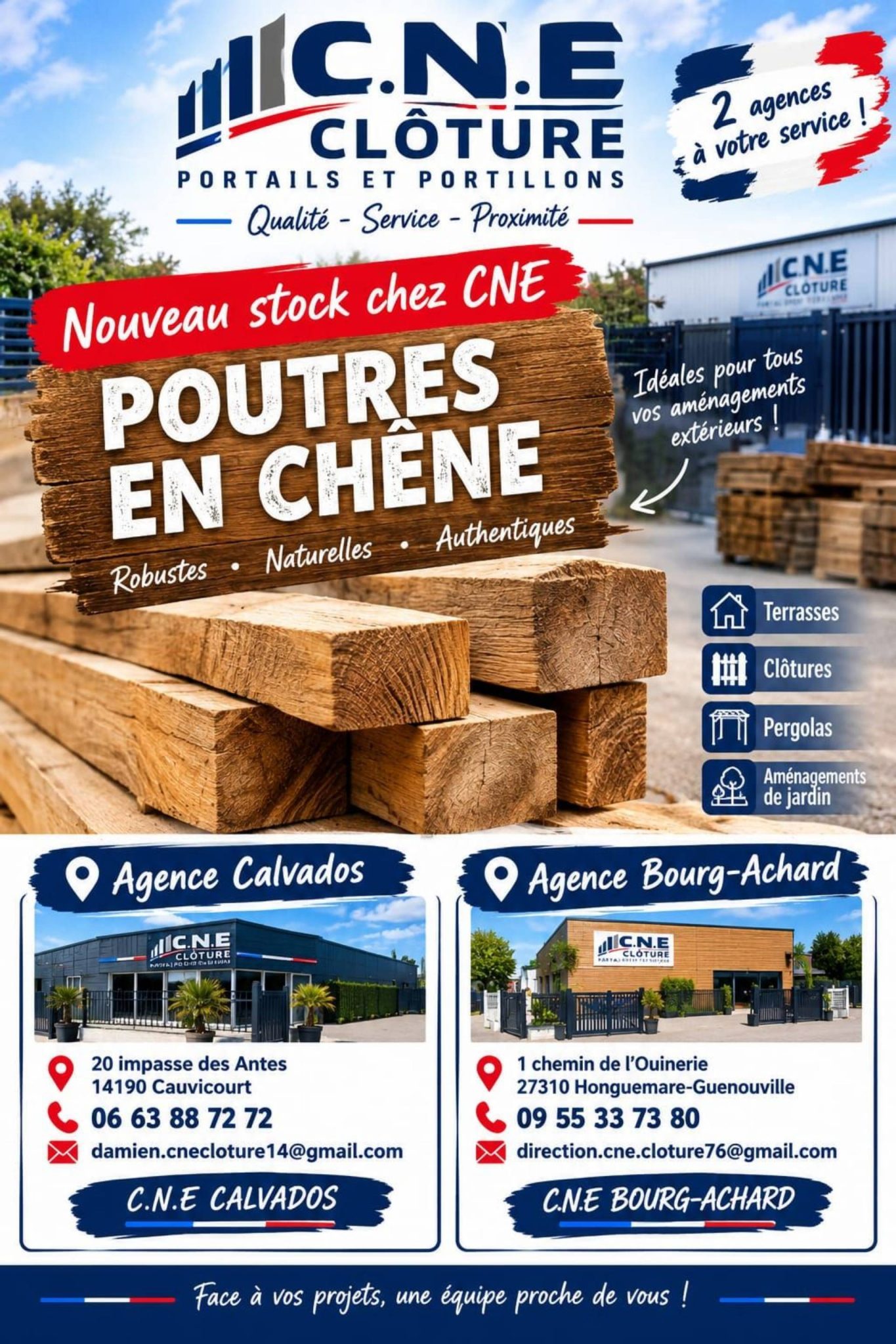 Vente de poutres en chêne à Mouen