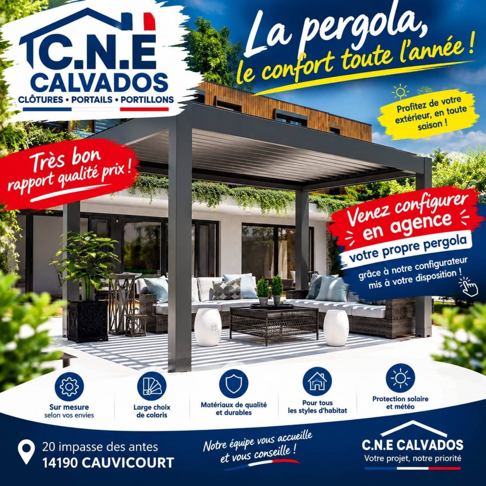 Vente de pergolas aluminium sur mesure à Lisieux